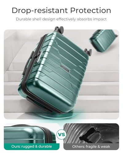 BAGSMART Carry-On Luggage 20" Expandable Spinner 22x14x9,Pine Green - color: Pine Green