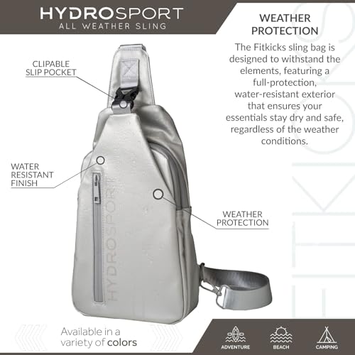FITKICKS Hydrosport Sling Unisex Crossbody Travel Bag - color: Silver
