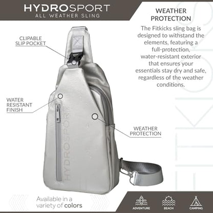 FITKICKS Hydrosport Sling Unisex Crossbody Travel Bag - color: Silver