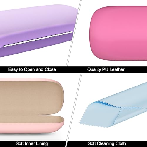 Eyeglasses Case, Hard Shell Protective Case for Glasses, Unisex for Women Men - color: 3 Pack-solid Color-2