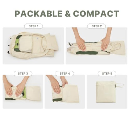 G4Free 20L Lightweight Packable Hiking Backpack for Women Men - color: Beige+lime Green+forest Green