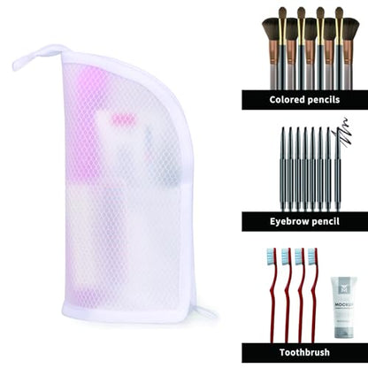 Patu Standing Travel Toiletry Bag - Transparent Waterproof PVC Mesh Pouch with Triangle Design for Bathroom Essentials & Personal Care, White - color: White