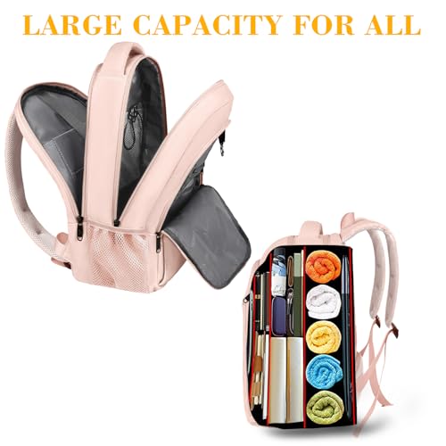 MATEIN Pink 15.6 Inch Laptop Backpack, Cute Computer Travel Bag for Women - color: Pink, size: 15.6 Inch