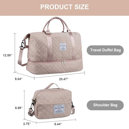 Travel Duffel Bag Weekender Overnight Bag for Women Carry On Gym Bag Travel Essentials - color: 01 Dark Pink