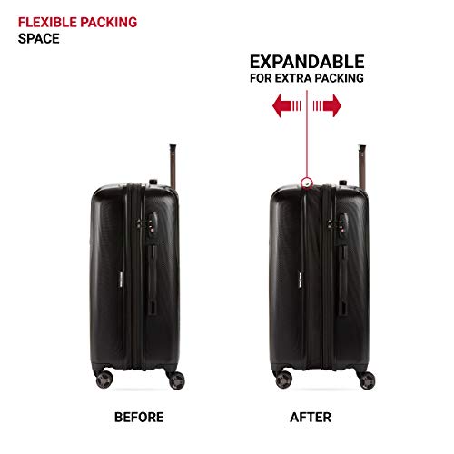 SwissGear 7272 Energie Expandable Hardside Luggage With Spinner Wheels and TSA Lock, Black, Checked-Medium 24-Inch - color: Black, size: Checked-Medium 24-Inch