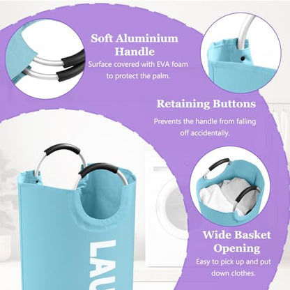 2Pcs 95L Large Clothes Hampers, Foldable Laundry Basket with Handles - color: Blue + Navy Blue, size: L-95L