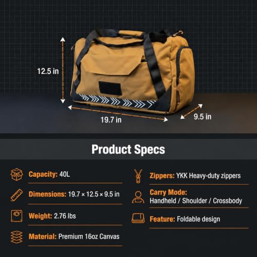Roaring Fire 40L Commuter Duffel Bag, Convertible Travel Backpack
