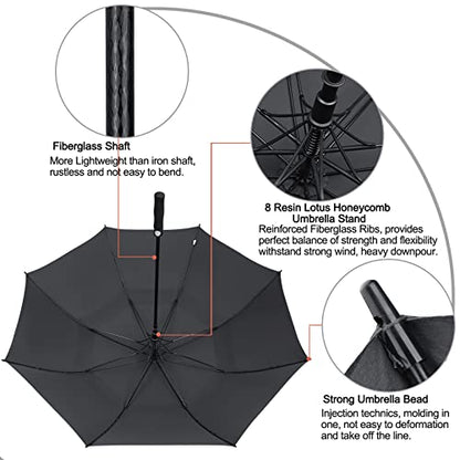 G4Free 47/54/62/68/72 Inch Golf Umbrella Windproof Auto Open Large Umbrella - color: Black, size: 68 inch
