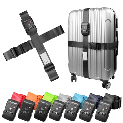 Travel Inspira Anti-Theft Suitcase Belt with TSA Lock - color: Cross Black-New