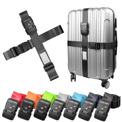 Travel Inspira Anti-Theft Suitcase Belt with TSA Lock - color: Cross Black-New
