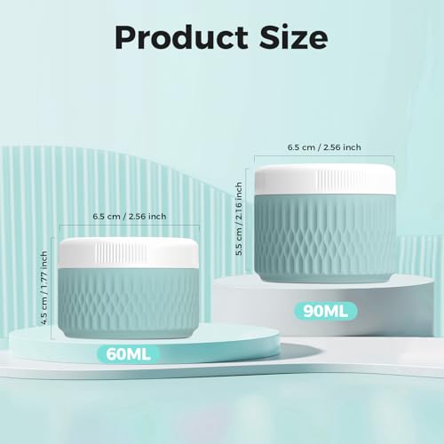 Travel Containers for Toiletries, 2oz Silicone Cream Jars BPA Free - color: Black, size: 60ML (2oz)