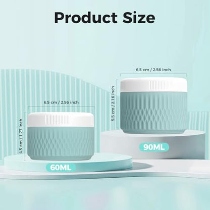 Travel Containers for Toiletries, 2oz Silicone Cream Jars BPA Free - color: Black, size: 60ML (2oz)
