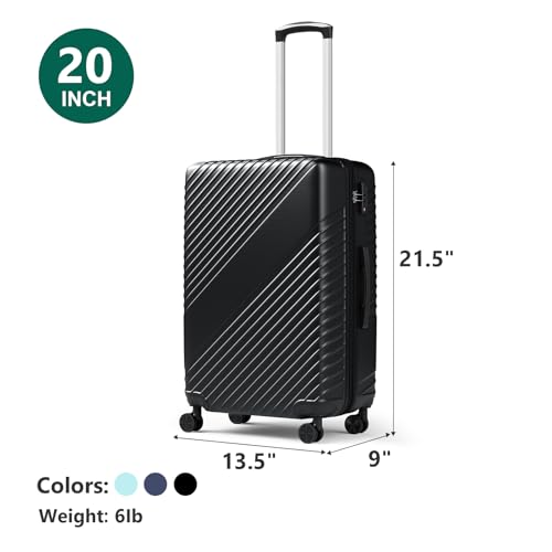 20 Inch Carry On Luggage, ABS Hardside Suitcase with Spinner Wheels, Airline-Approved Cabin Luggage with TSA Security Lock, Expandable Travel Suitcase for Flights, Business Trips & Weekend Vacations - color: Black, size: 20 IN