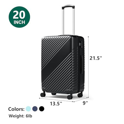 20 Inch Carry On Luggage, ABS Hardside Suitcase with Spinner Wheels, Airline-Approved Cabin Luggage with TSA Security Lock, Expandable Travel Suitcase for Flights, Business Trips & Weekend Vacations - color: Black, size: 20 IN