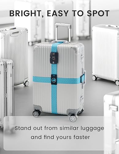Travelkin Luggage Straps TSA Approved, Suitcase Straps with TSA Lock - color: Lock grain-Blue