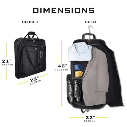 ZEGUR Premium travel garment bag. Carry-on for Men & Women. Hangs 4 Items - color: Black