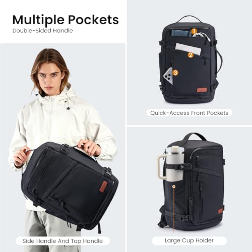 LOVEVOOK Travel Backpack for Women Men, Airline Approved Carry On Luggage - color: Black Gray