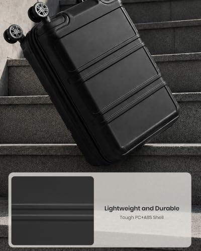 Kono Carry On Luggage Set Airline Approved with Spinner Wheels - color: Black, size: 2-piece Set (12/20)