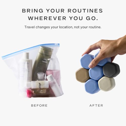 Cadence Travel Containers, 3 Medium (1.32oz), Pacific - TSA Approved, Leak Proof - Body Care Capsule Set - Magnetic Containers, Carry On Travel Essentials - Body Wash, Lotion & Sun Icon Labels - color: Pacific, size: Bodycare (Set of 3)
