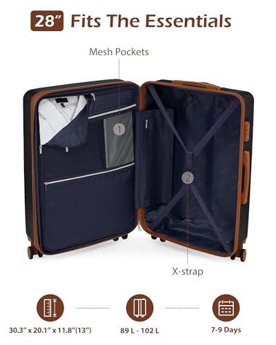 Coolife Luggage, Lightweight and Durable Hardshell, 28 in, apricot black - color: apricot black, size: L(28in)