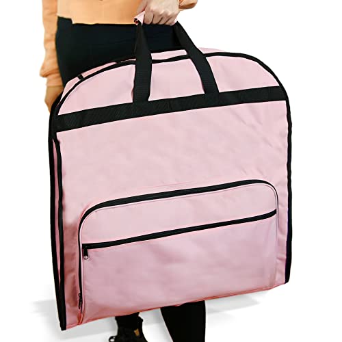 Dalix 60" Foldable Garment Bag Suits Cover Dresses w Front Pocket - color: Pink