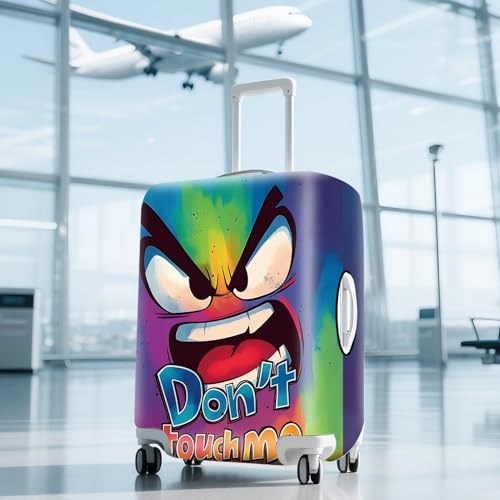 ANNA QUEEN Travel Luggage Cover Suitcase Protector Suitcase Cover Anti-Scratch,Stretchable Bag Cover Washable Durable Polyester - color: Angry - Don't touch me, size: L(fits 28-30Inch suitcase)