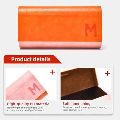 Eyeglasses Cases for Glasses, Clip-on, Sunglasses, Reading Glasses - color: Orange and Pink