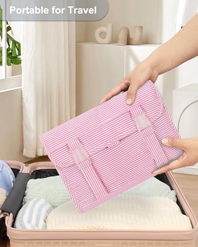 Relavel Hanging Toiletry Bag for Women, Large Striped Makeup Travel Bag - color: 01 Pink Strip, size: Large