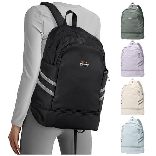 coofay Gym Backpack for Women Men, Sports Backpack with Shoe Compartment - color: A-black, size: Large