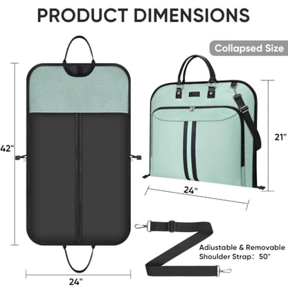 BALEINE Garment Bags for Travel, Water Resistant Carry on Suit Bag - color: Mint Green, size: 42"