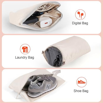 MADIKA 6 Pcs Compression Packing Cubes for Travel, Mesh Window, Beige - color: Beige