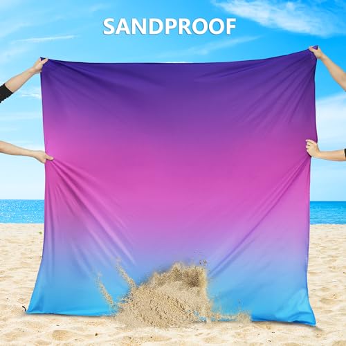 AISPARKY Beach Blanket Waterproof Sandproof,Extra Large,Picnic Blankets - color: Gradient - Blue Purple, size: 10' x 9'