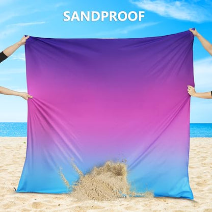 AISPARKY Beach Blanket Waterproof Sandproof,Extra Large,Picnic Blankets - color: Gradient - Blue Purple, size: 10' x 9'