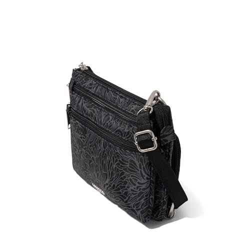 Securtex Anti-Theft Stash Crossbody - 9.25"x 6.25" Travel Safe Bag w/Locking Zippers - color: Midnight Blossom