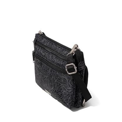Securtex Anti-Theft Stash Crossbody - 9.25"x 6.25" Travel Safe Bag w/Locking Zippers - color: Midnight Blossom