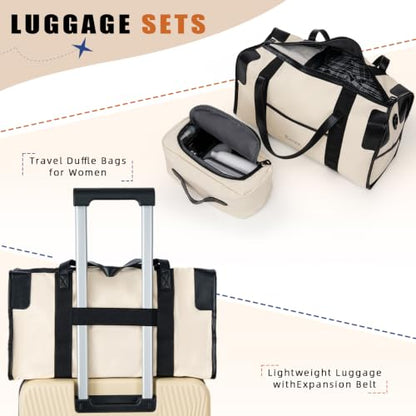 Eeeza Luggage Sets 3 Piece, Carry on Luggage 20in Suitcase Set,Beige - color: Beige, size: 3 Piece (20")