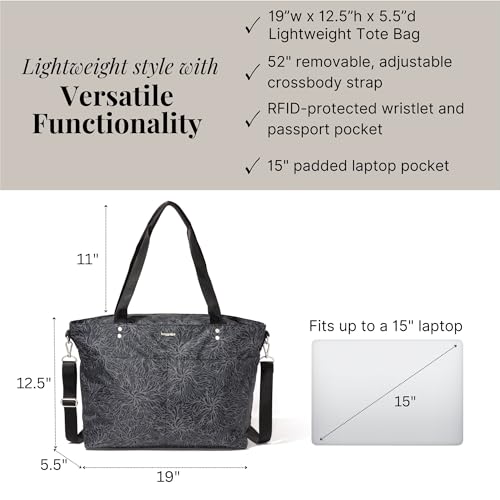 Baggallini Carryall Laptop Tote - color: Midnight Blossom Print