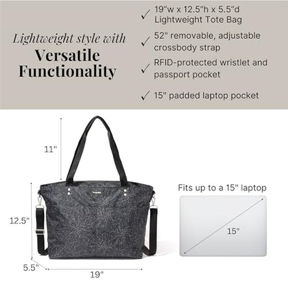 Baggallini Carryall Laptop Tote - color: Midnight Blossom Print