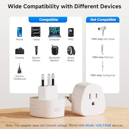 Cable Matters Type N Plug Adapter, US to Brazil Travel Adapter, White - style: Brazil/South Africa