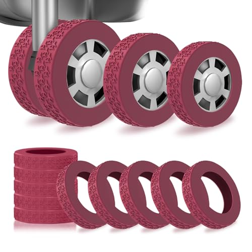 10 Pack Luggage Wheel Covers for 2.09-2.36" Suitcase Spinner Wheels-Red M - color: Red, size: Medium Fit: 2.09- 2.36"