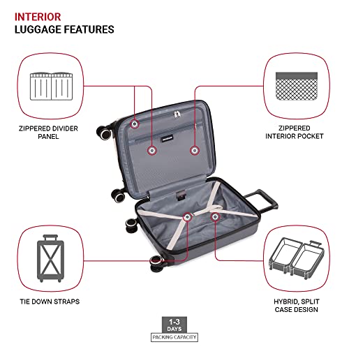SwissGear Duet Expandable Luggage Set, 3-Piece Hardside Luggage Set with Spinner Wheels - color: Pink/Dark Grey, size: 3-Piece Set (19/24/28)