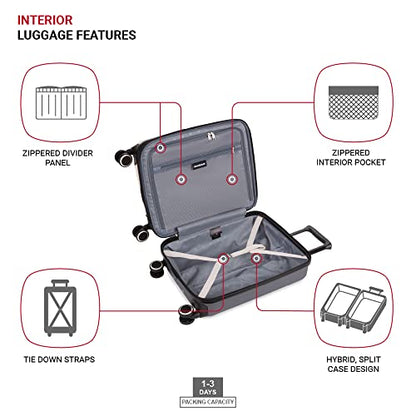 SwissGear Duet Expandable Luggage Set, 3-Piece Hardside Luggage Set with Spinner Wheels - color: Pink/Dark Grey, size: 3-Piece Set (19/24/28)