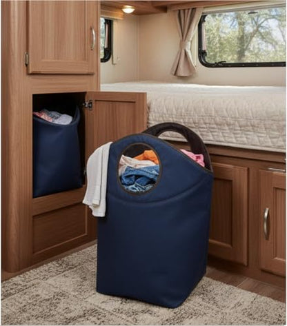 47L Collapsible Laundry Hamper, Waterproof Nylon Fabric - color: Blue, size: 17"L x 9.5"W x 18"H