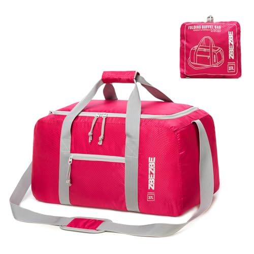 Foldable Travel Bag 37L, Weekender Duffel Bag for Short Trips - color: Fuchsia, size: 37L