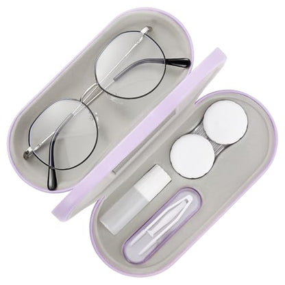 MoKo Double Eyeglass Case,Glasses and contact case 2 in 1 with Mirror - color: Ac-lilac