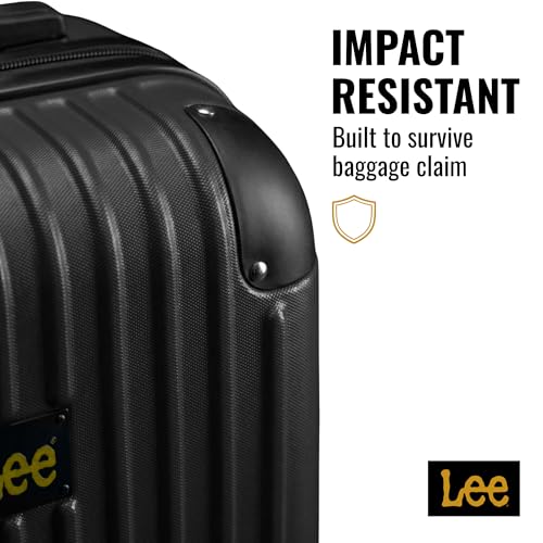 Lee Carry On Luggage with Wheels, 21" TSA Approved Hard Shell Suitcase - color: Black