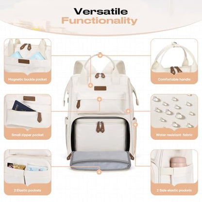 Maelstrom 15.6-17.3" Laptop Backpack with Lunch Box, Work Bag for Women Men - color: Beige