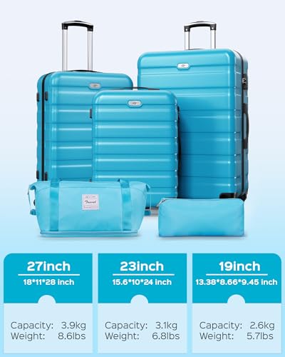 Suitour Luggage Sets 5 Piece Hardshell Suitcases with Spinner Wheels TSA Lock, Lightweight ABS Carry On Suitcase Set for Travel Business