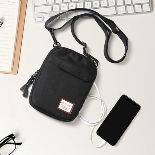 Small Crossbody Bag for Men, Mini Messenger Bag Shoulder Bag for Phone Passport - color: A-black