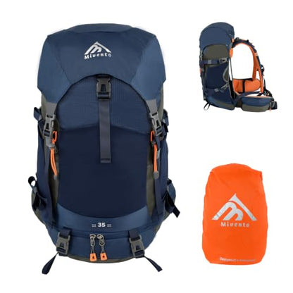 Hiking Backpack for Women Men,30+5L Waterproof Camping Backpacking Backpack - color: Blue